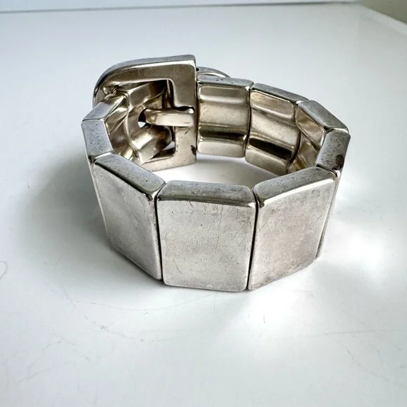 UNO de 50 Bracelet Sterling Silver Plated Belt Buckle Link Stretch Bracelet 6.75